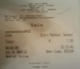 Captured receipt being read