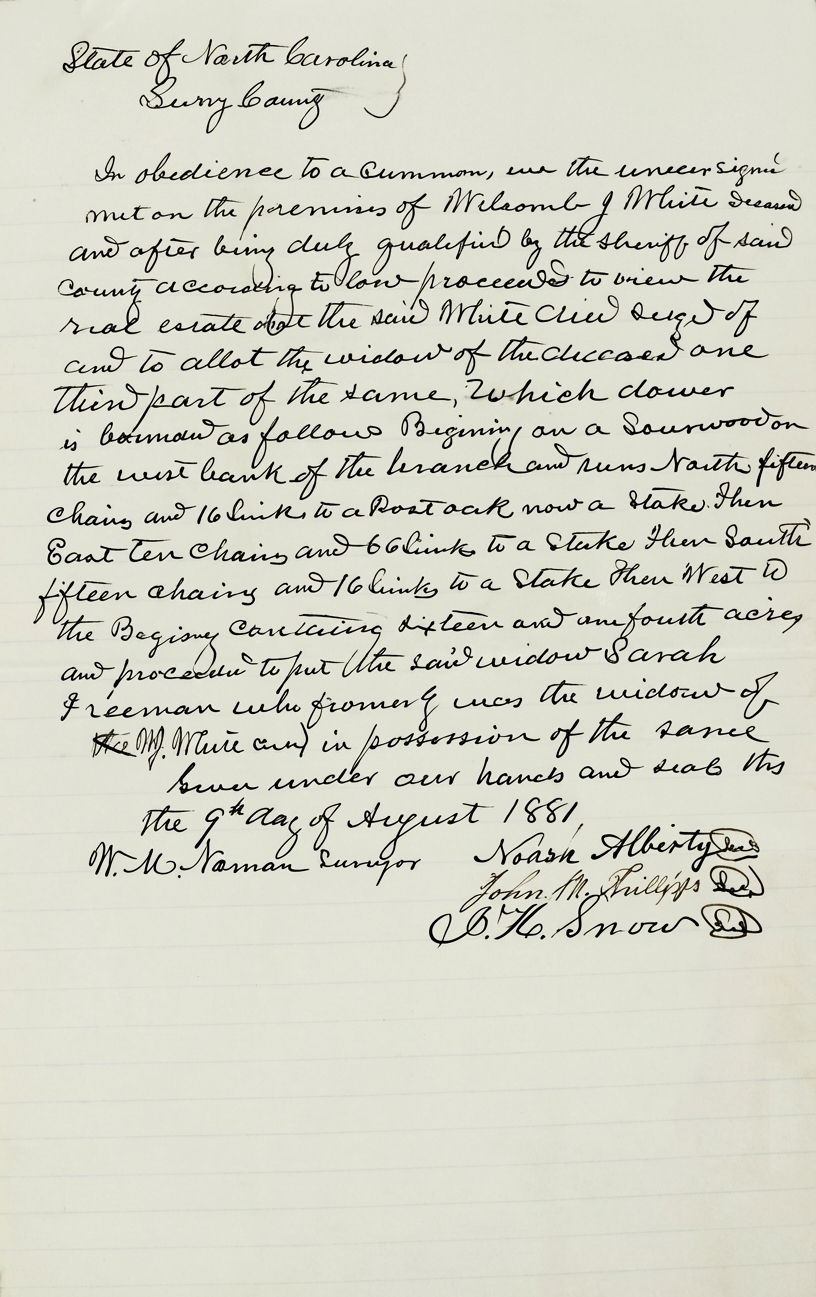 The same 1856 land document restored, the clerk's hand and witness signatures back to legible contrast