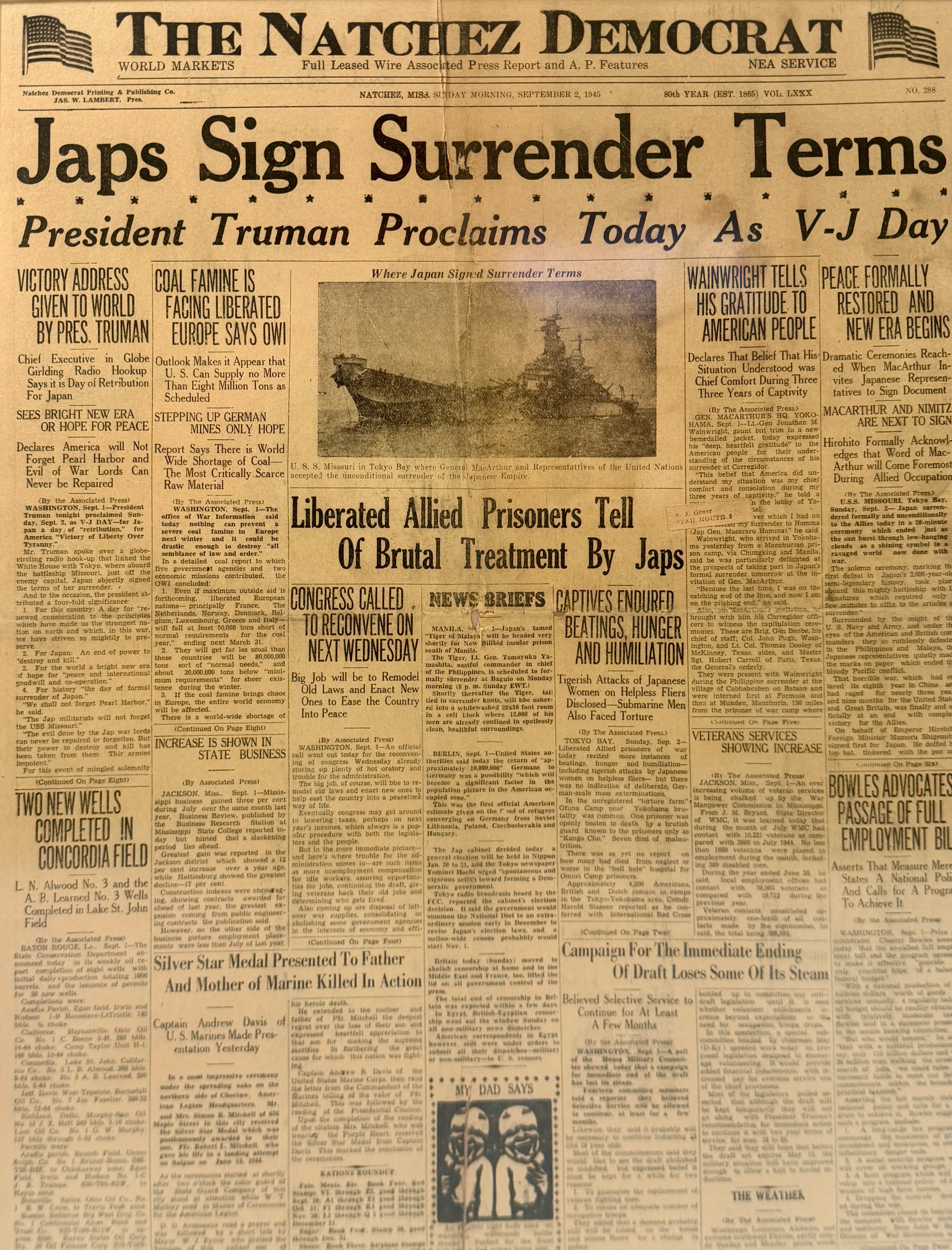 Restored newspaper front page
