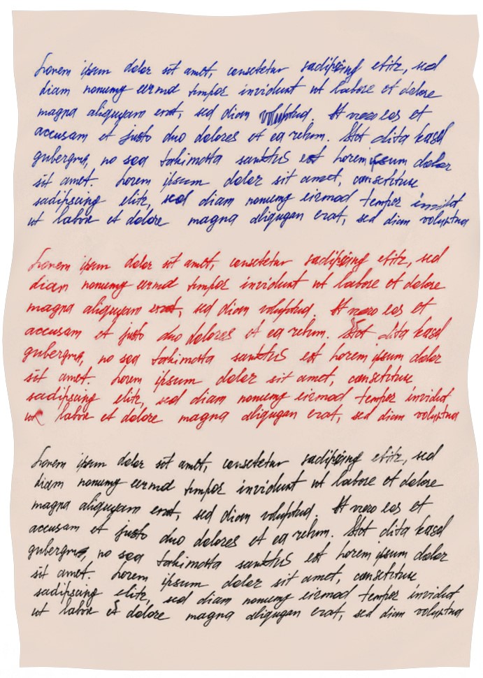 The same torn page reassembled, the fragments rejoined and the writing continuous